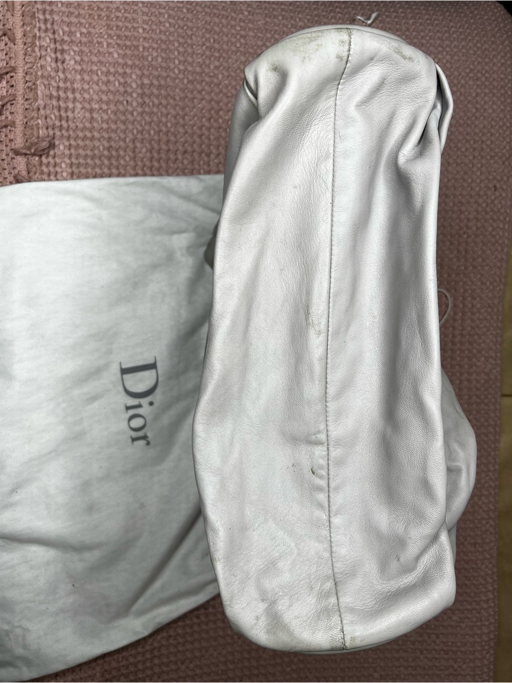 CHRISTIAN DIOR LIBERTINE HOBO PEARL GRAY PLEATED LAMBSKIN LEATHER - Picture 15 of 16